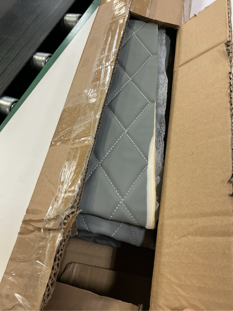 Condition photo showing Good Condition for SmoothNovelty 1.1 Yards Diamond Quilted Vinyl Headliner Material 55 in Wide Faux Leather with Foam Backed 2" x 3" Diamonds Pattern Fabric for Car Furniture Upholstery(Light Gray) Light Gray 1.1 Yards