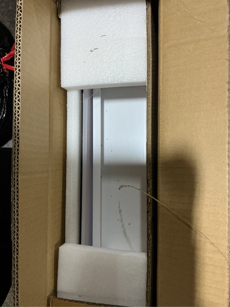 Condition photo showing As Is for idyllor plastic bathroom medicine mirror cabinet 16 x 22 inch, surface and recessed mount, beveled edge mirror white 16x22 inch beveled edge mirror