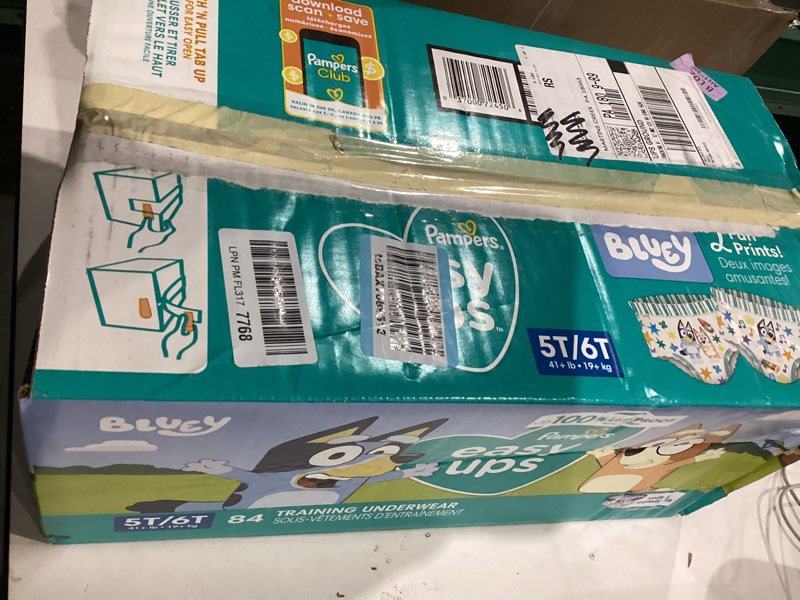 Condition photo showing New/Like New for Pampers Training Pants - Easy Ups Boys & Girls Bluey - Size 5T-6T, 84 Count, Children's Potty Underwear (Packaging May Vary) 5T-6T 84