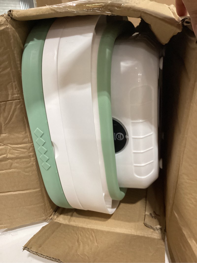 Condition photo showing As Is for portable washing machine, 20l foldable mini washer and dryer with 3 modes deep cleaning, upgraded collapsible laundry for hotel, apartment, home and travel green 20l