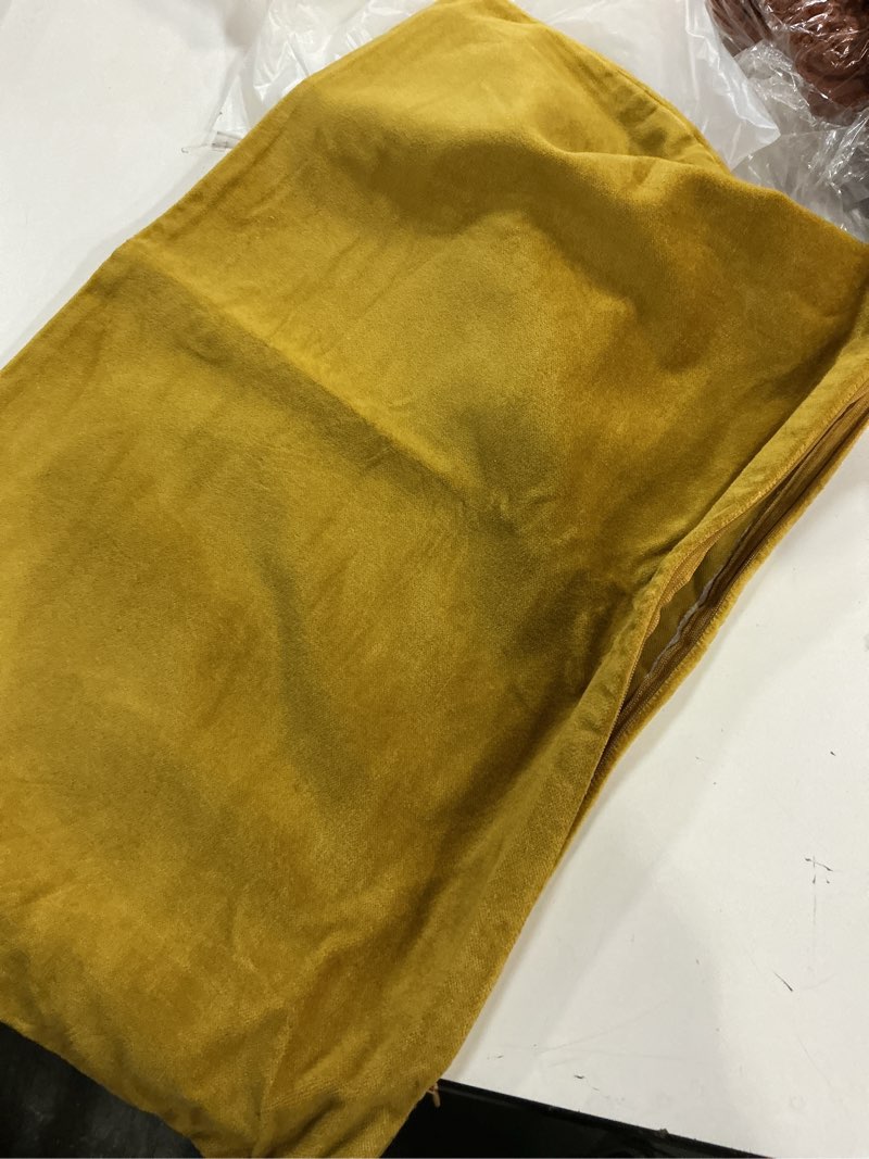 Condition photo showing Good Condition for quince, classic cotton velvet pillow cover( 1piece) /12x20 inch /marigold