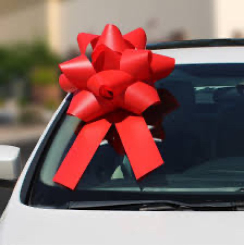 Large 3D Universal Celebration Bow - 18" x 34", Waterproof Vinyl, Suction Cup & Door Hook for Cars, 