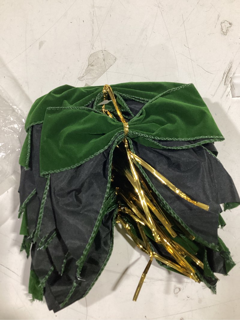 Condition photo showing As Is for 24pcs hunter green velvet christmas bows 3.5 inch ribbon twist tie bow ornaments decorations for christmas tree wreath gift wrapping crafts treat bag dark green