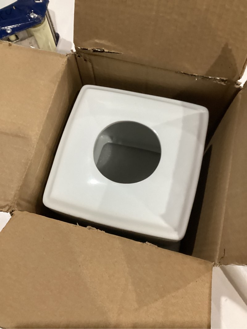 Condition photo showing As Is for Bathroom Accessories - Ceramic Tissue Holder, Decorative Square Tissue Cover Box (Blue and White Gradient)