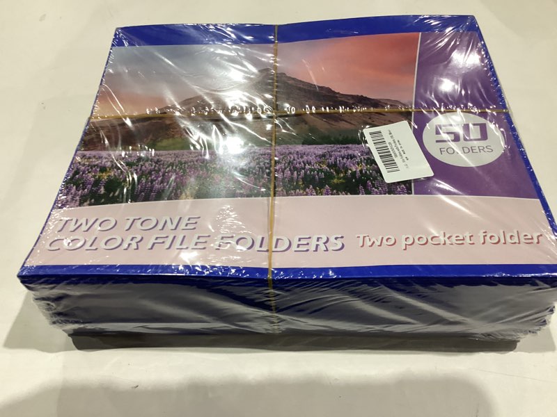 Condition photo showing New/Like New for 50 Pack Folders with Pockets, Pocket Folders Fit Letter Size Paper, with Business Card Slot, 2-Pocket Folder for School Office Home Business Blue