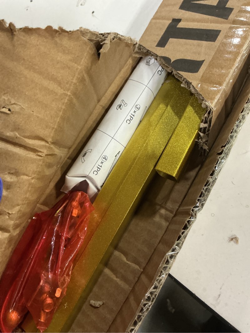 Condition photo showing Good Condition for ARTASY 50" Gold Easel Stand for Wedding Sign, Adjustable Metal Easel for Display, Poster, Painting Canvas, Portable Large Welcome Sign Stand for Home and Office Gold 50" Height