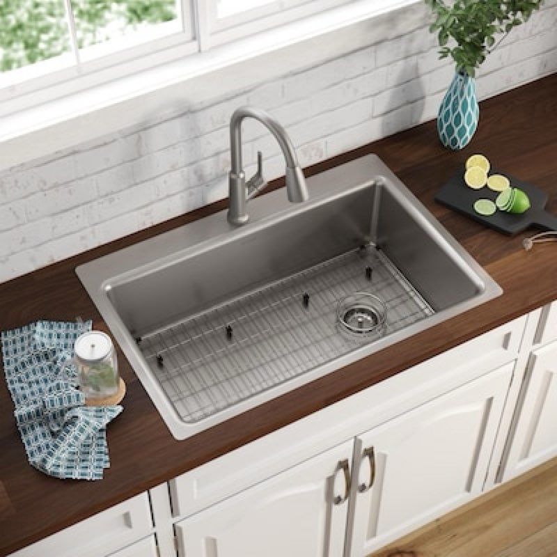 elkay greenwood drop-in or undermount 33-in x 22-in stainless steel single bowl 18 -gauge kitchen sink