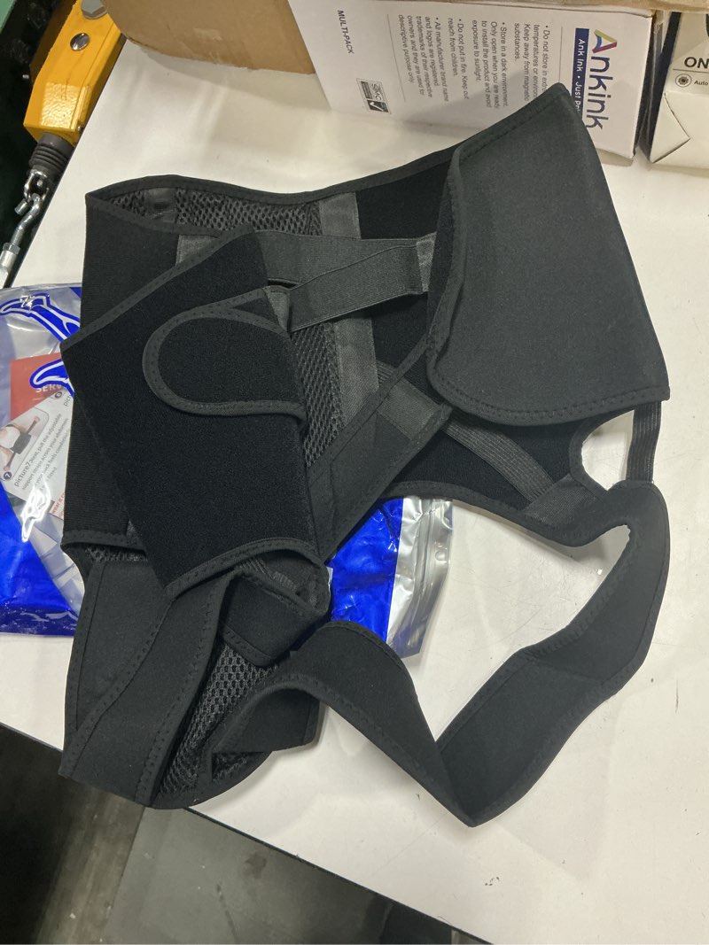 Condition photo showing As Is for back brace posture corrector for men & women, upgraded full back support with adjustable shoulder straightener and waist support straps, breathable back brace for office work, long sitting & daily wear, comfortable posture support for upper & lower back x-small