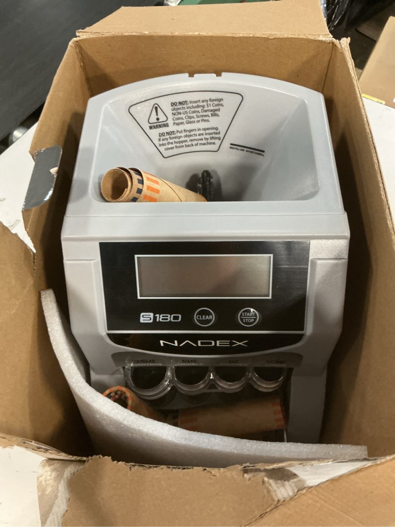 Condition photo showing Good Condition for nadex s180 digital coin sorter and counter – displays total and denomination values, black