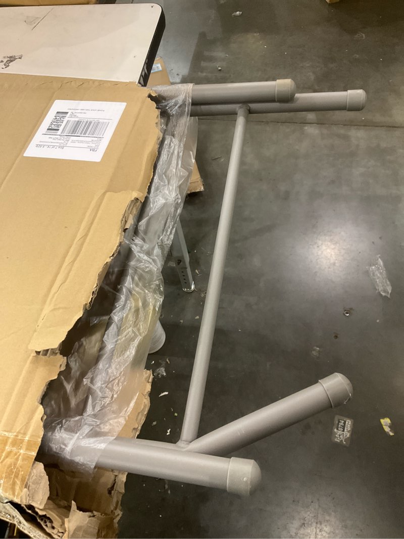 Condition photo showing As Is for Yoga Auxiliary Chair with Lumbar Back Support Backless Folding Metal Foldable Flexibility Exercise Chair Balance Handstand Training Tool for Back Pain Relieving Strength Training Grey