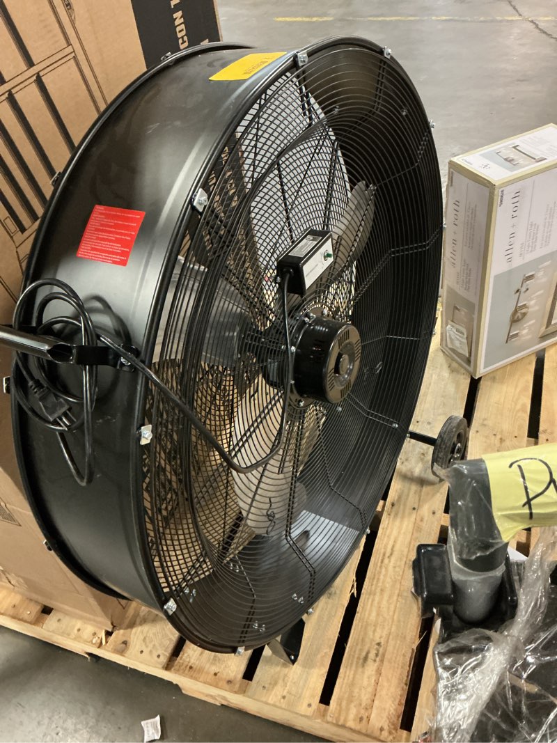 Condition photo showing As Is for 5utilitech 36-in high velocity indoor industrial fan, in black