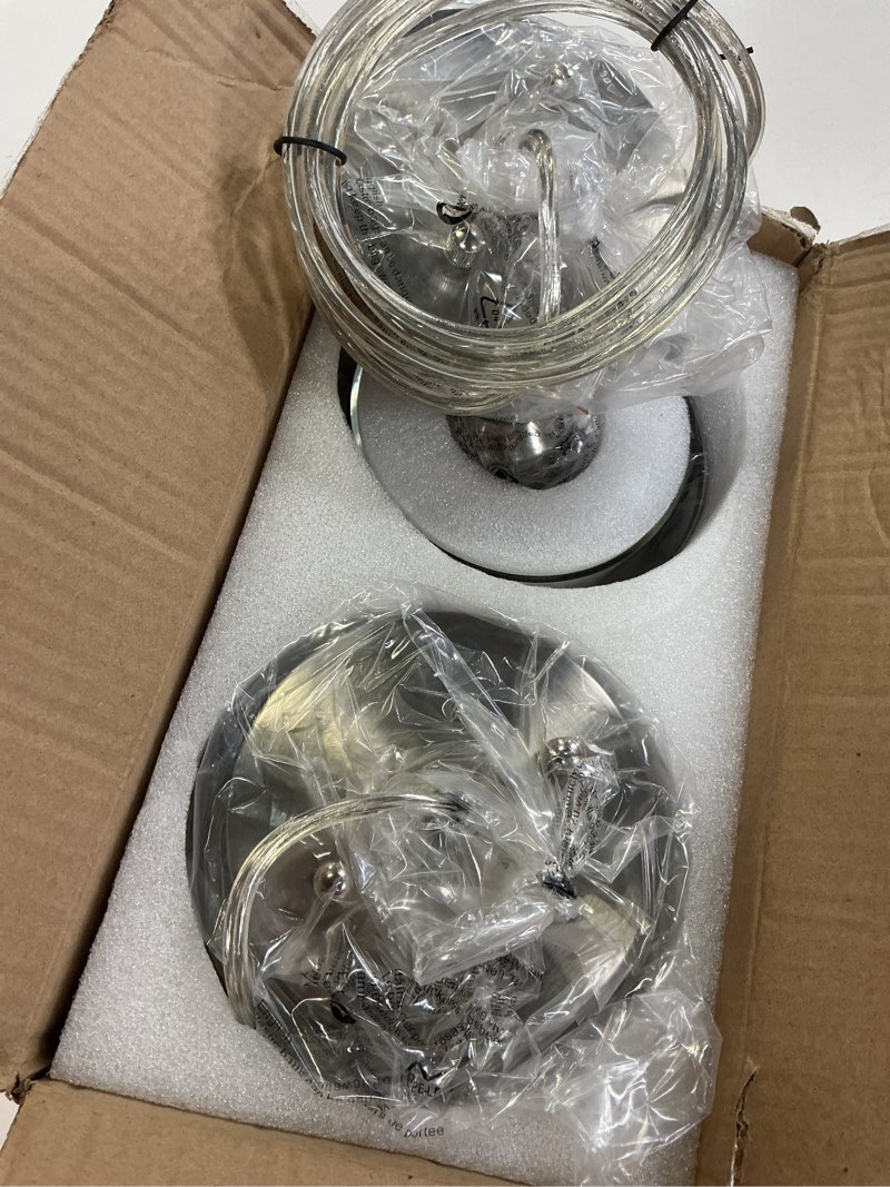 Condition photo showing Good Condition for 2 pack brushed nickel pendant lights for kitchen island, pendant lights kitchen island with 5.51in frosted glass shade, adjustable modern hanging lights - 59.06 inch cord for dining room, entryway