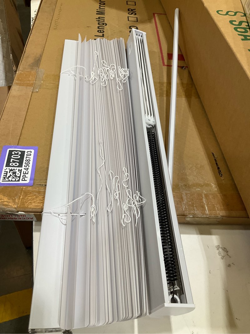 Condition photo showing New/Like New for Cordless Light Filtering Mini Blind - 22 Inch Width, 64 Inch Length, 1" Slat Size - Pearl White - Cordless GII Morningstar Horizontal Windows Blinds for Interior by Achim Home Decor