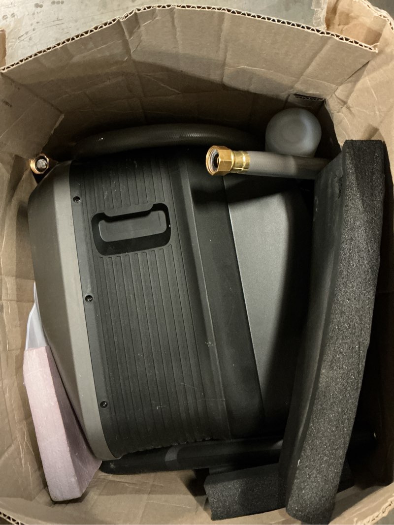 Condition photo showing As Is for giraffe tools grandfalls retractable pressure washer g20b, 2500 psi 2.2 gpm, wall mounted power washer with 65ft hose reel, black pressure hoses, 4 nozzles for floor/cars/fences/patios, dark silver