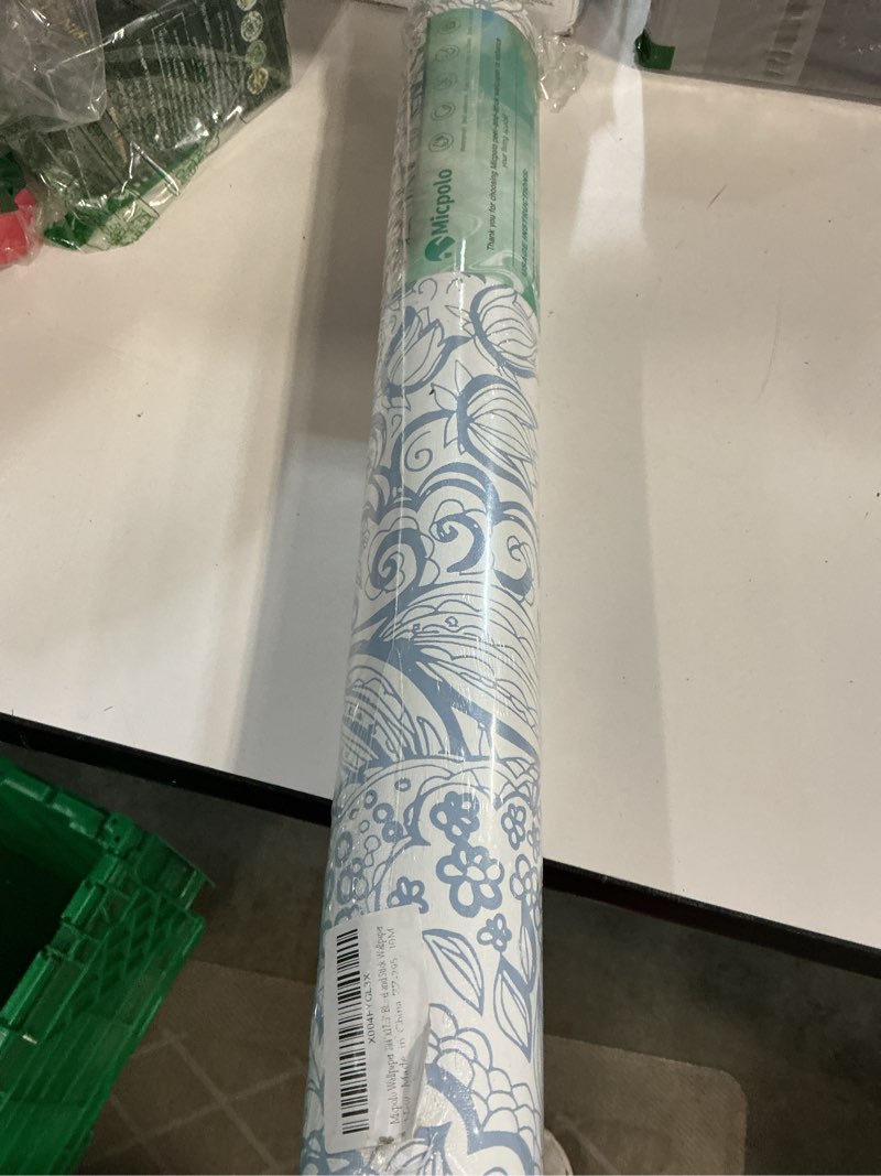 Condition photo showing New/Like New for Peel and Stick Wallpaper Boho Blue Wallpaper Blue and White Floral Wallpaper for Bedroom Bathroom Removable Self-adhsive Contact Paper for Cabinets Nursery Wallpaper Shelf Liner 17.3" x 118"