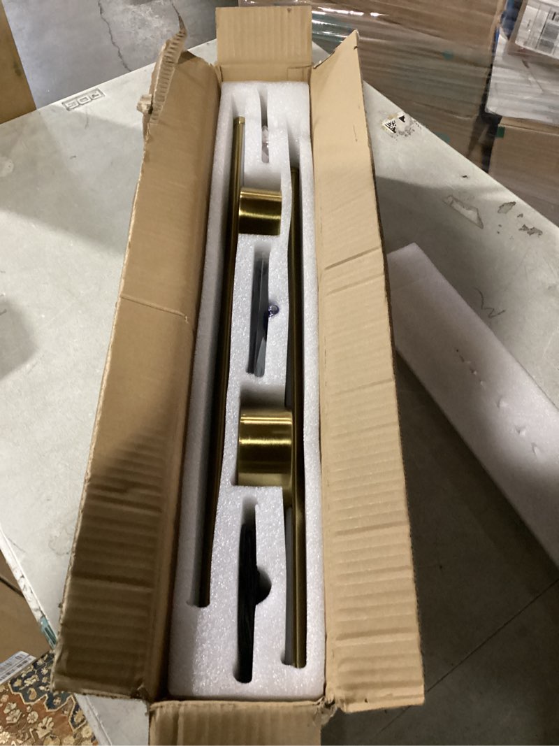 battery operated modern wall sconces, dimmable wireless wall light set of two with remote control, 3 color temperatures, rechargeable led wall sconce for bedroom, living room, hallway, 23.6 inch brass