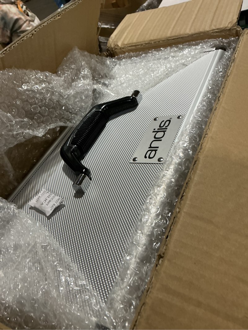 Condition photo showing As Is for Andis Aluminum Rolling Grooming Case with Wheels, Organizer, Multiple Slots, Steel, 80575