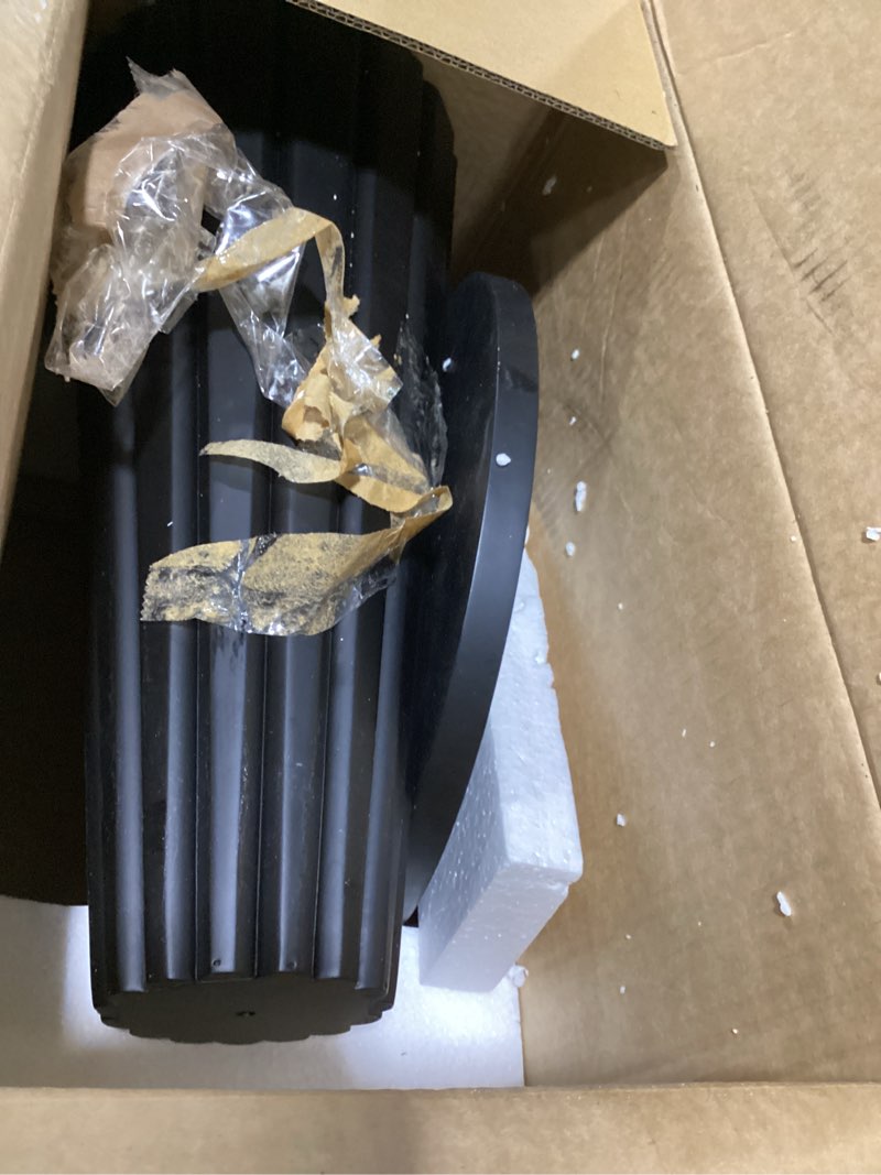 Condition photo showing New/Like New for COVLON Fluted Round Wooden Drink Side Table, Small Pedestal End Table, Plant Stand for Small Space, Living Room, Bedroom, Office, Black