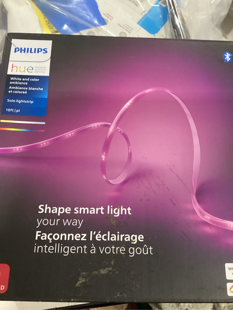 Condition photo showing As Is for Philips Hue Indoor 10-ft Integrated LED Multicolor Strip Light