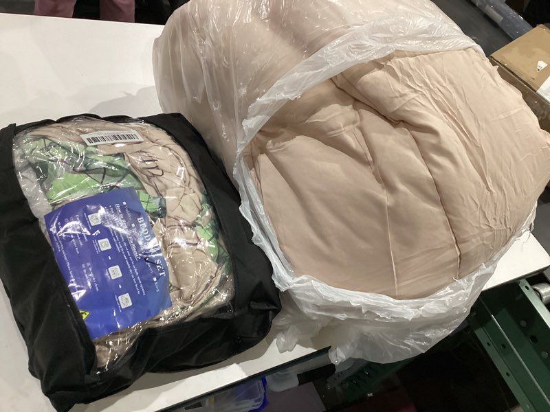 Condition photo showing As Is for nesker spring comforter set queen size, hummingbird greenery leaf 7 pcs bedding for kids and adults, watercolor nature bed sheet sets with fitted sheet 2 pillowcases & 2 shams queen hummingbird