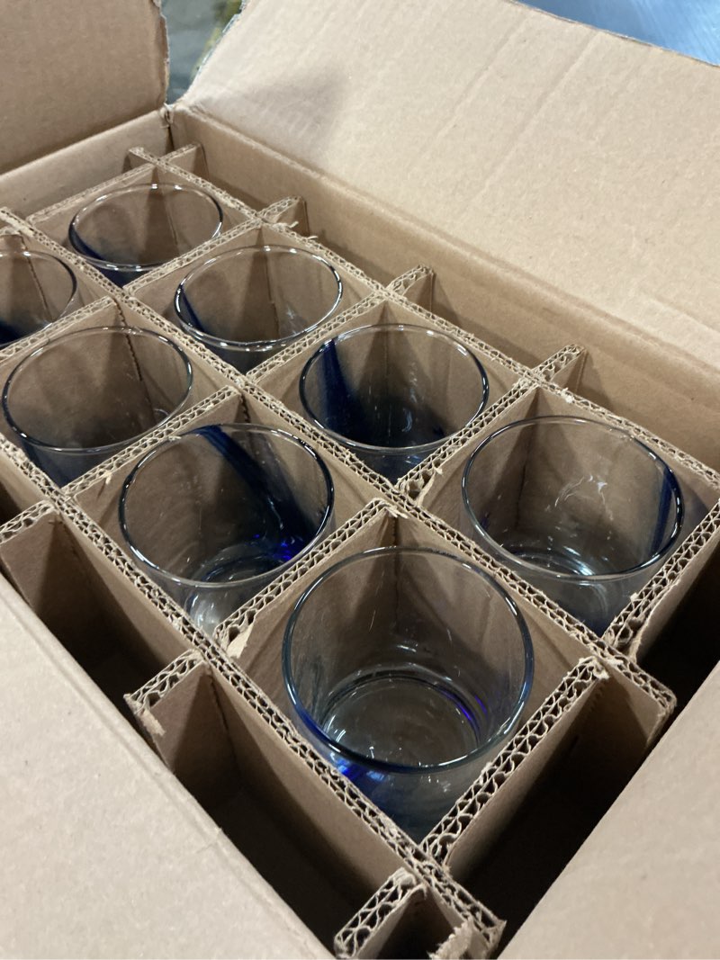 Condition photo showing Good Condition for Libbey Blue Ribbon 16 Piece Tumbler and Rocks Glass Set, Infused Blue Ribbon Drinkware Glasses Set, Artisan Inspired Four-Dimple Shaped Rock Glasses, Dishwasher Safe Tumbler Glasses Set 02 - Blue Ribbon