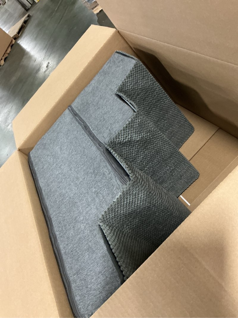 Condition photo showing As Is for EHEYCIGA Dog Stairs for Bed 18" H, 4-Step Dog Steps for High Bed, Pet Steps for Small Dogs and Cats, Non-Slip Balanced Pet Ramp Indoor, Grey Grey 4 15" x 24" x 18"