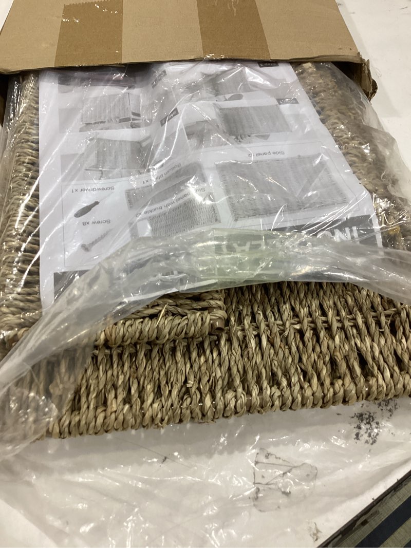 Condition photo showing Good Condition for teenyyou 1 pack seagrass hanging file box 14.5 x 6 x 10.8 inch decorative file basket woven document organizer with handle collapsible letter size filing for office home storage decor 1 seagrass