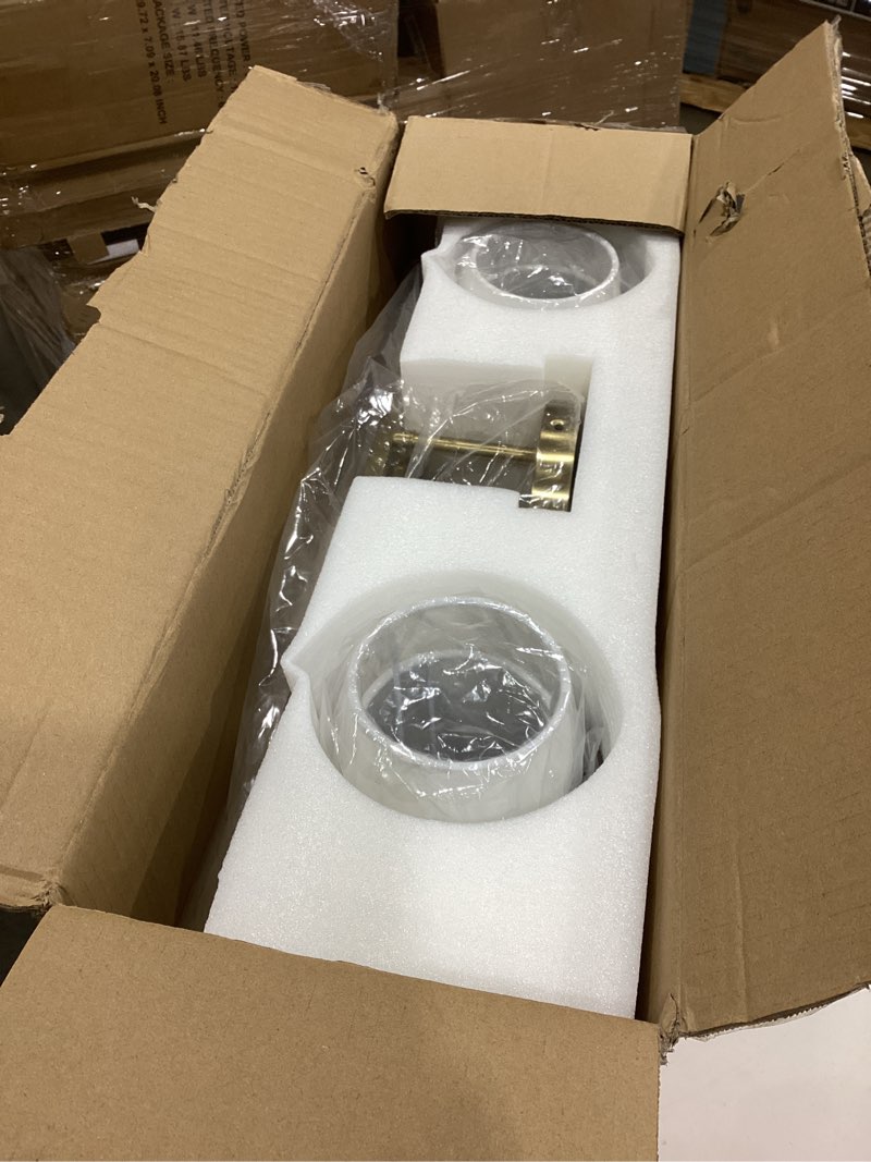 Condition photo showing Good Condition for Bathroom Light Fixtures, 4 Light Brushed Gold Vanity Lights with Flared White Fabric Shade, 28 Inch Wall Sconce, Modern Sconces Wall Lighting for Hallway Bedroom, VL837-BG-4 Brushed Gold 4-Light