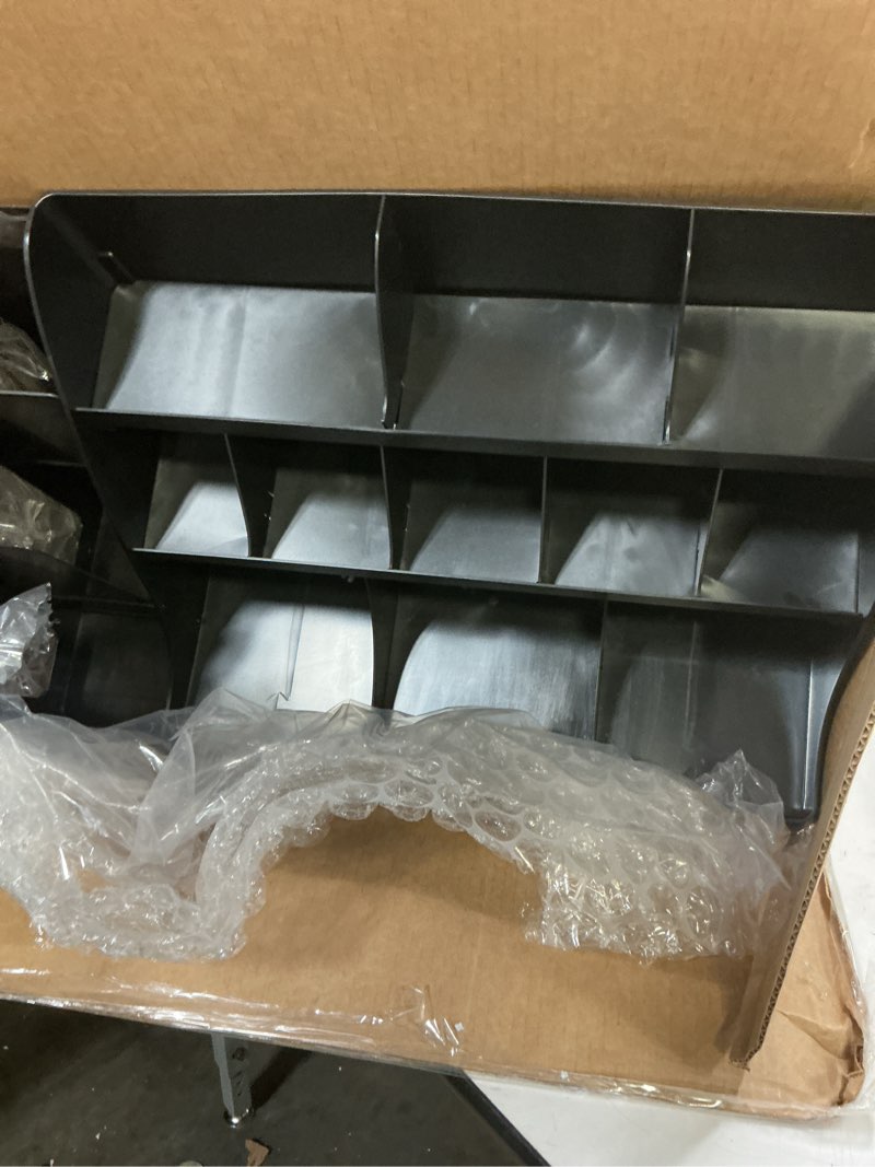 Condition photo showing Good Condition for mind reader extra large cup and condiment station, countertop organizer, coffee bar, kitchen, stirrers, 24"l x 11.5"w x 12.5"h, black