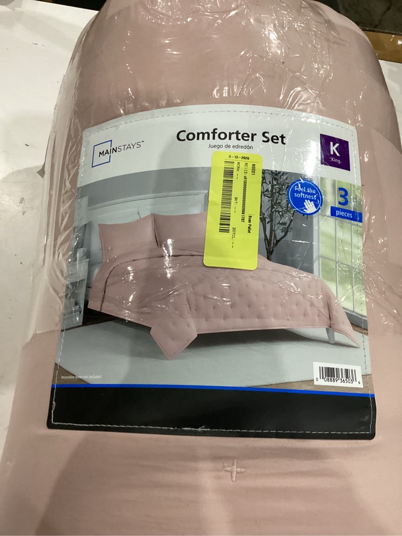 Condition photo showing As Is for mainstays all in one reversible comforter , king, pink .
