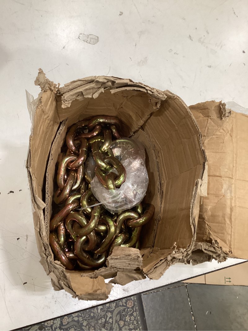 Condition photo showing Good Condition for 1/2 chain trailer chains with hooks, grade 80 tow log chain 12000 lbs working load for truck farm construction(1/2 in x 10ft)