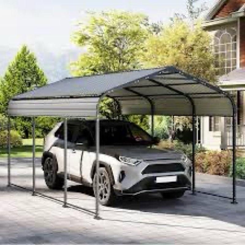 (incomplete) 10×15ft metal carport, heavy duty car port, all-weather outdoor storage trucks, boats, cars, galvani