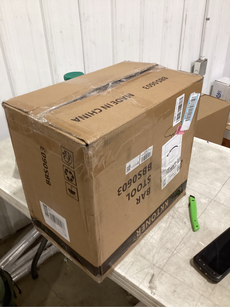 Condition photo showing New/Like New for KKTONER PU Leather Round Bar Stool with Back Rest Height Adjustable Swivel Pub Chair Home Kitchen Bar stools Backless Stool with Footrest (Black)