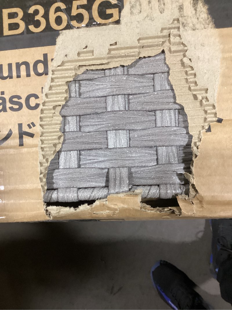 Condition photo showing As Is for SONGMICS Laundry Hamper with Lid, 42.3 Gallons (160 L), Rolling Laundry Basket with Wheels, 3-Section Synthetic Rattan, Removable Liner, Bedroom, 29.9 x 13 x 26 Inches, Gray ULCB365G01 160 L Gray