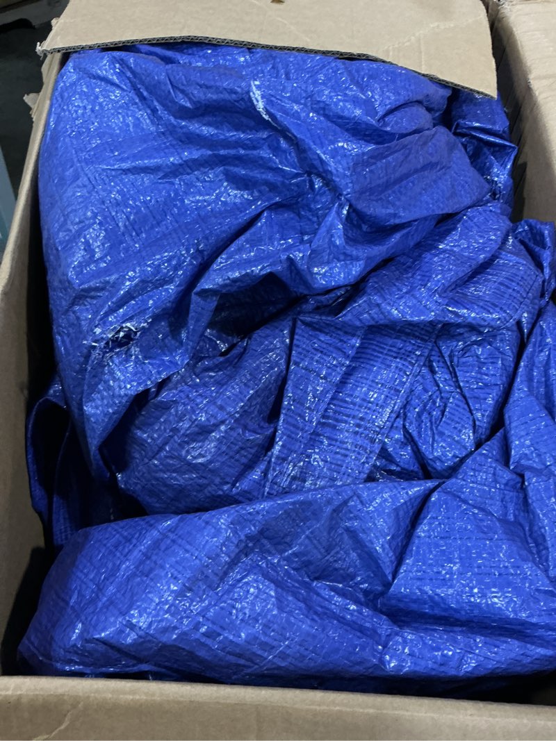 Condition photo showing As Is for kotap 30 x 30 ft all-purpose multi-use protection/coverage 5-mil poly tarp, waterproof, blue, (tra-3030) blue 30 x 30 ft.