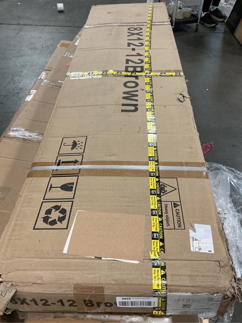 Condition photo showing As Is for (Incomplete) 8x12 FT Outdoor Metal Storage Shed, Large Metal Sheds with Sturdy Frame Structure, Garden Tool Shed with Lockable Door for Garden, Lawn, Backyard, Brown