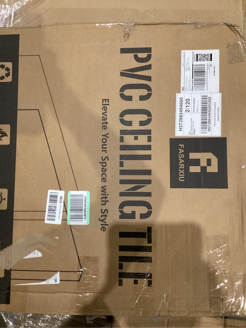 Condition photo showing New/Like New for 24"x24" white drop ceiling tiles waterproof high-grade pvc ceiling tiles 2x2 fire-rated - easy drop-in installation - case of 12 (48 sq. ft.) 2ft x 2ft white