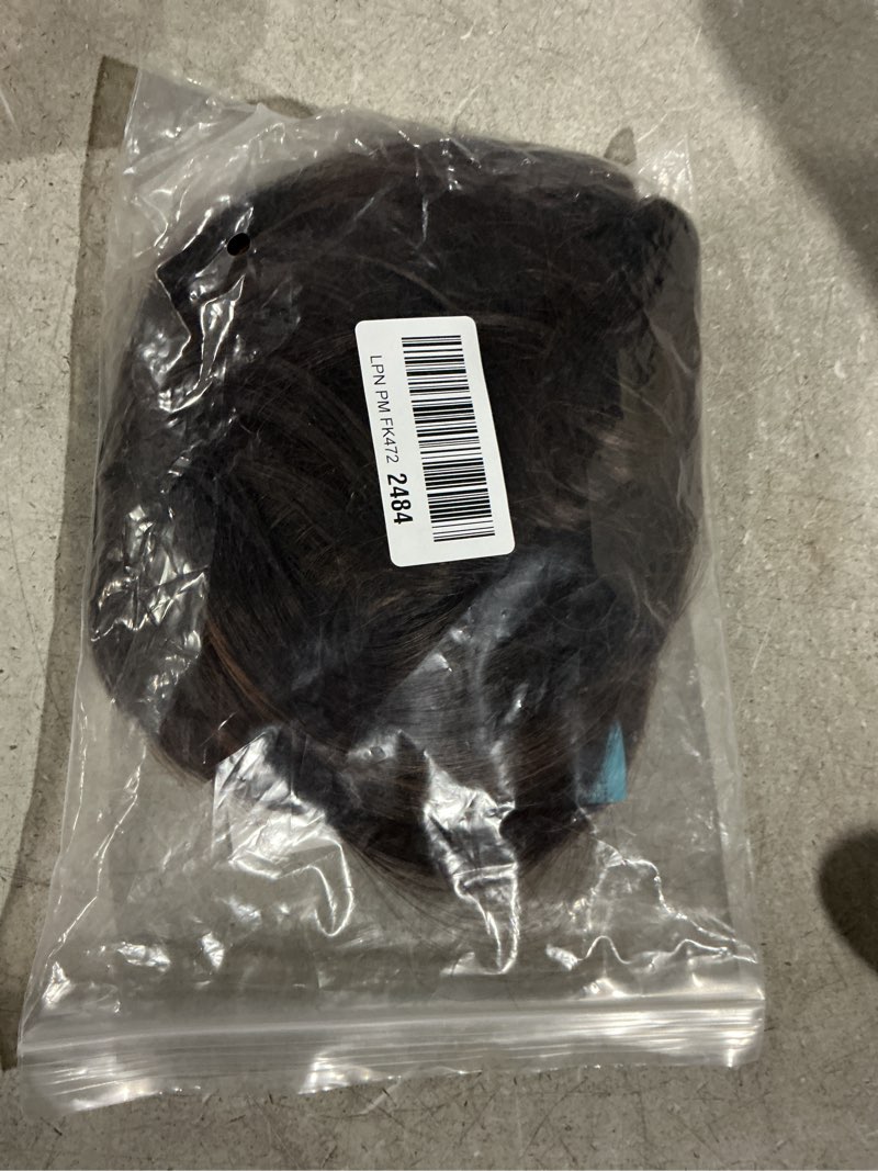 Condition photo showing As Is for alanhair brown with blonde highlight wigs for women,shoulder-length wig with bangs synthetic hair layered wigs heat resistant fibre natural and realistic brown with highlight