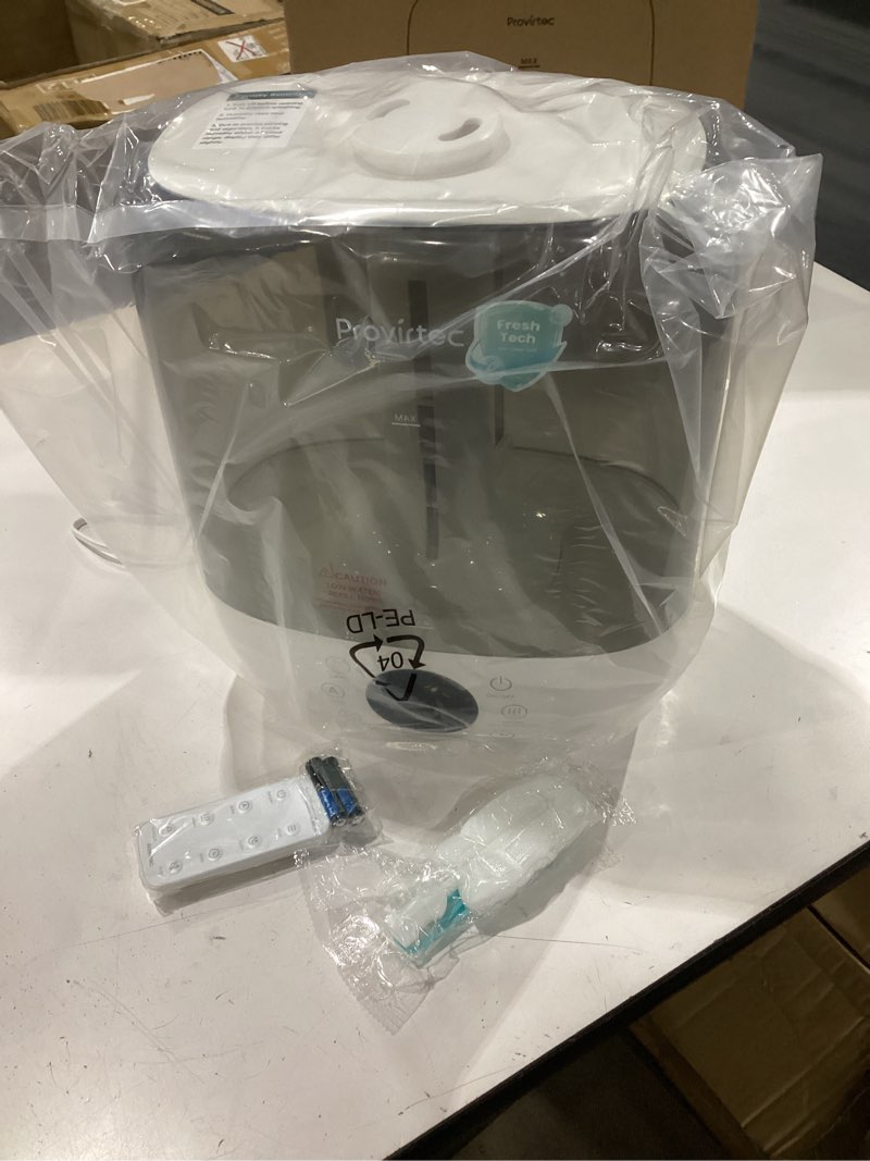 Condition photo showing New/Like New for provirtec 6l self-cleaning humidifier for large room, cleancare warm & cool mist, no-leak design & top fill, 60 hour runtime, quiet ultrasonic auto mode with remote control for bedroom & home