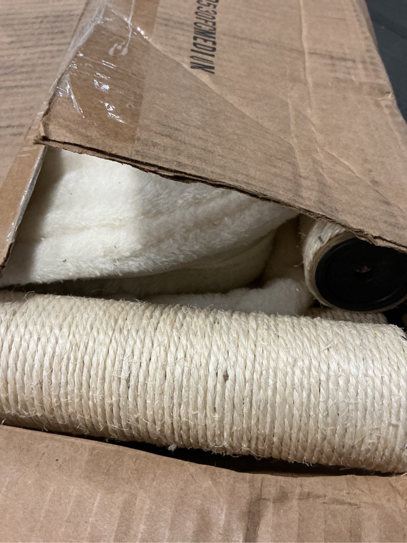 Condition photo showing Good Condition for YUNIQUE 39.4'' Cat Tree with Cat Condo and Big Hammock, Beige