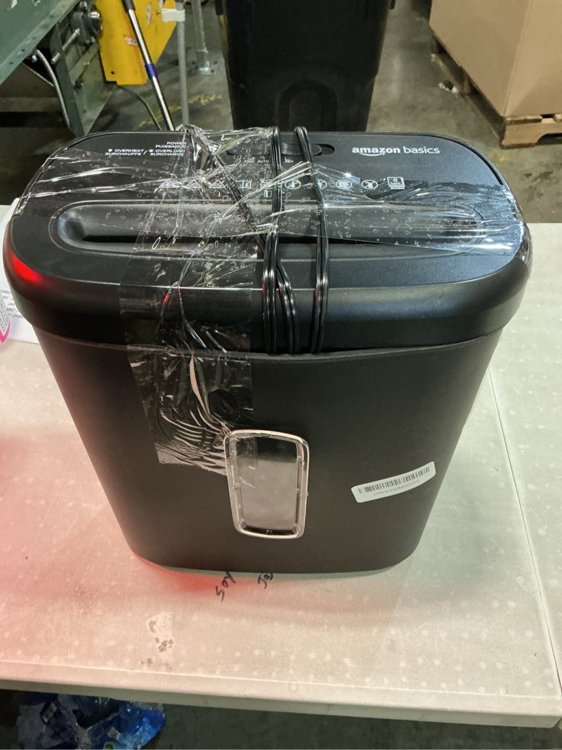 Condition photo showing Good Condition for amazon basics 8-sheet high security cross cut paper and credit card shredder with p-4 security, auto shut-off, black 8 sheet black