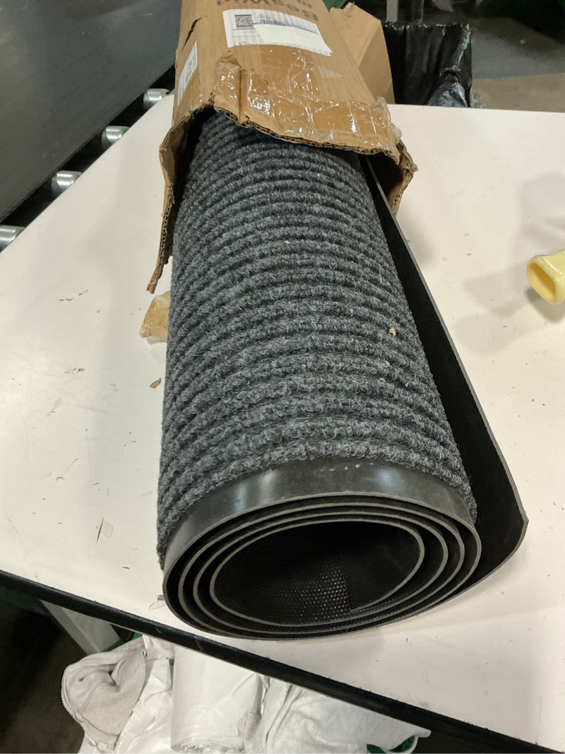 Condition photo showing Good Condition for large indoor outdoor door mat, 2' x 6' heavy duty commercial floor mat inside outside entrance, rubber border doormats for entryway, high traffic area, waterproof, low-profile, easy to clean 6' length x 2' width