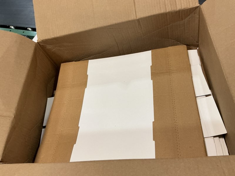Condition photo showing As Is for 2-pack monster 3000+ count storage box 4 row - with lid & dividers - premium trading card cardboard box for baseball, basketball, football & gaming cards - 2 boxes - made in usa