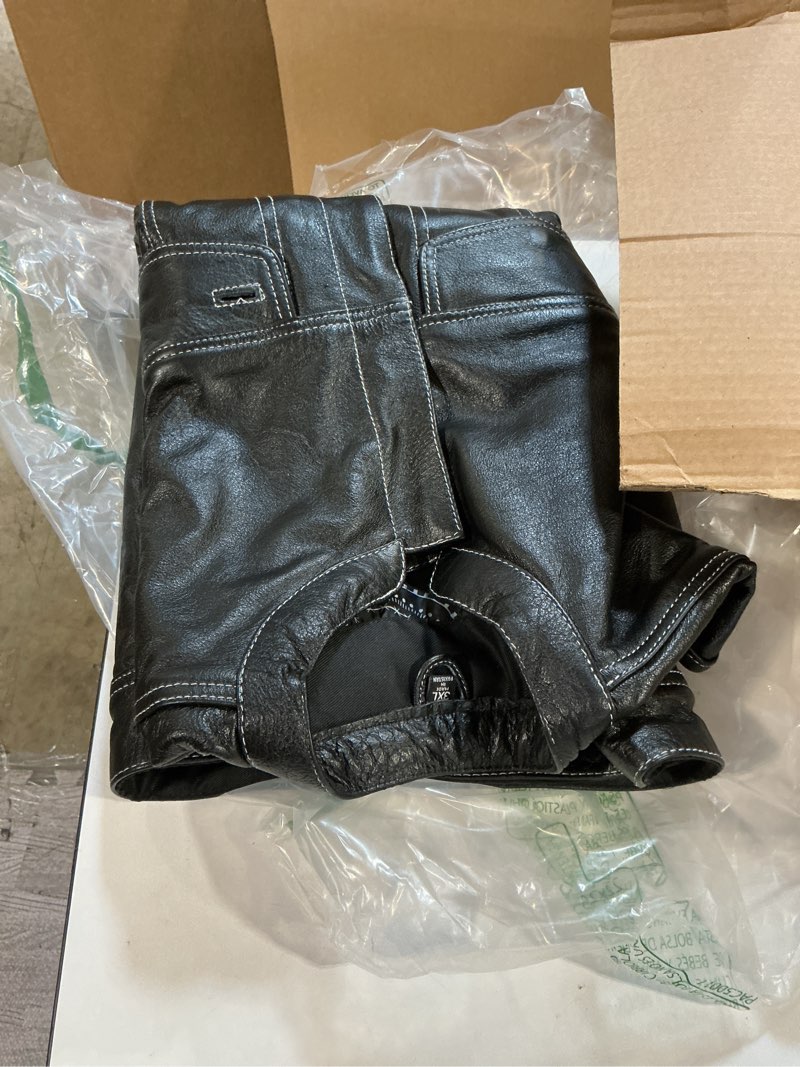 Condition photo showing Good Condition for xelement 'paisley' black leather motorcycle vest with white stitching for men