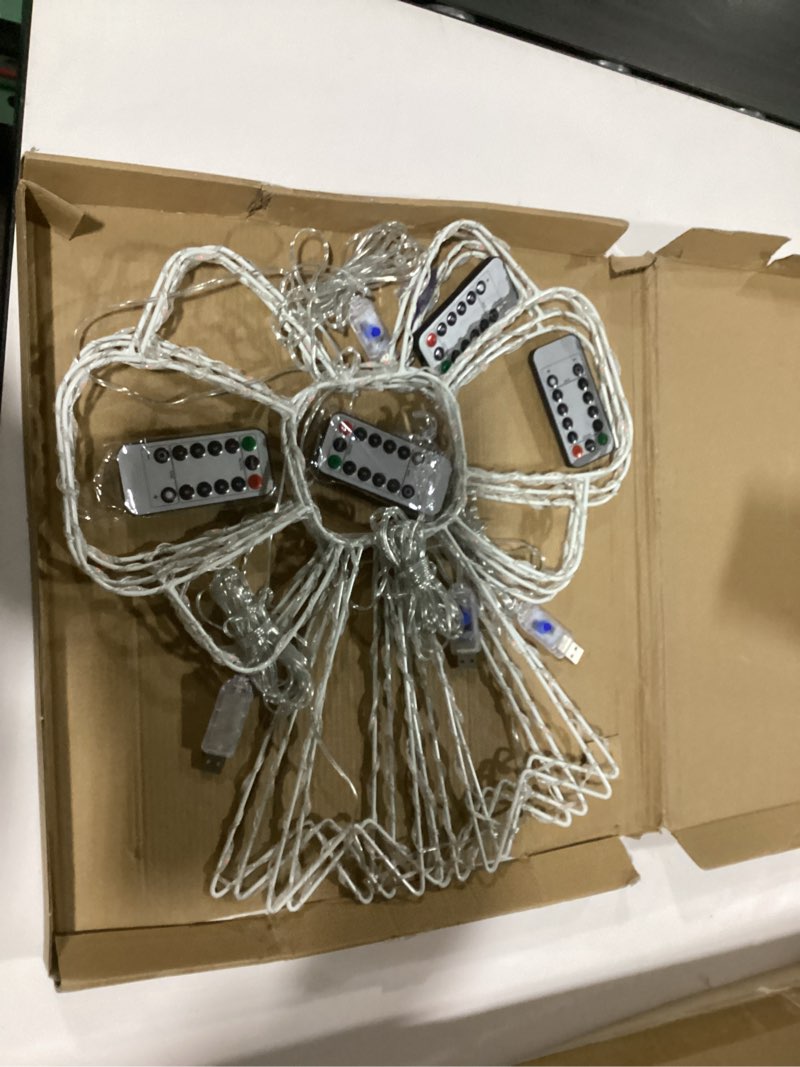 Condition photo showing Good Condition for Riakrum 4 Pack 15.7in Christmas Window Silhouette Lights Bows Decorations 80 Red LEDs Lighted Christmas Bowknot Iron Frame Timer Remote USB Powered Light with 8 Modes for Xmas Party Indoor Outdoor