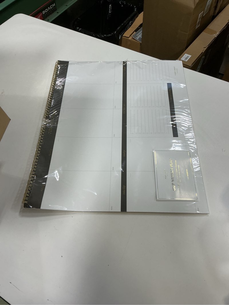 Condition photo showing New/Like New for Sugar Paper Family Planning Pad, 19 x 15 inches, Large Hanging Planning Pad, Brass Spiral Bound Notepad, Gold Foil Details, 26 Pages