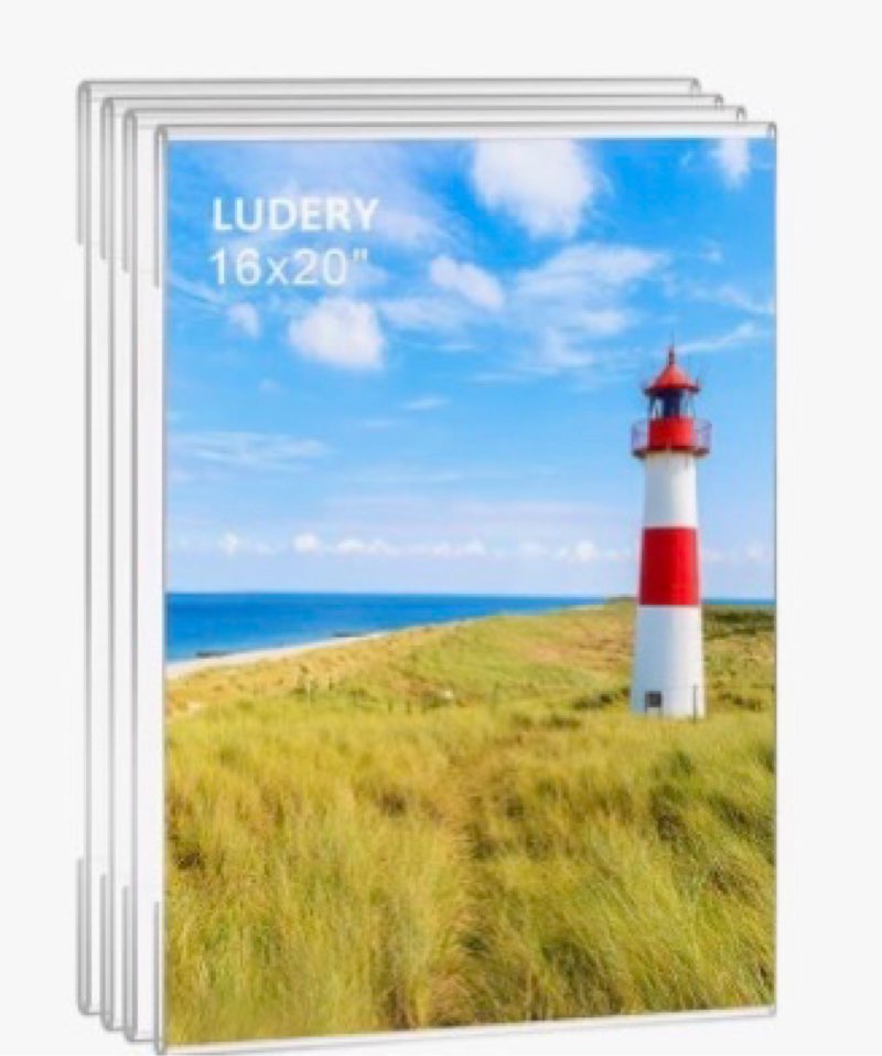 ludery 16x20 acrylic picture frames,set of 4 clear photo frame for wall,clear frameless picture fram