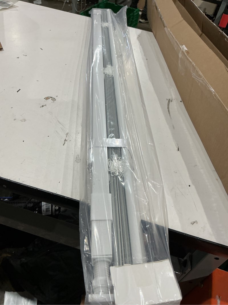 Condition photo showing As Is for lazblinds no tools-no drill 1" aluminum mini blinds, cordless blinds for indoor windows, light filtering horizontal blinds and shades for window size 36'' w x 64'' h, white no drill-white 36'' w x 64'' h