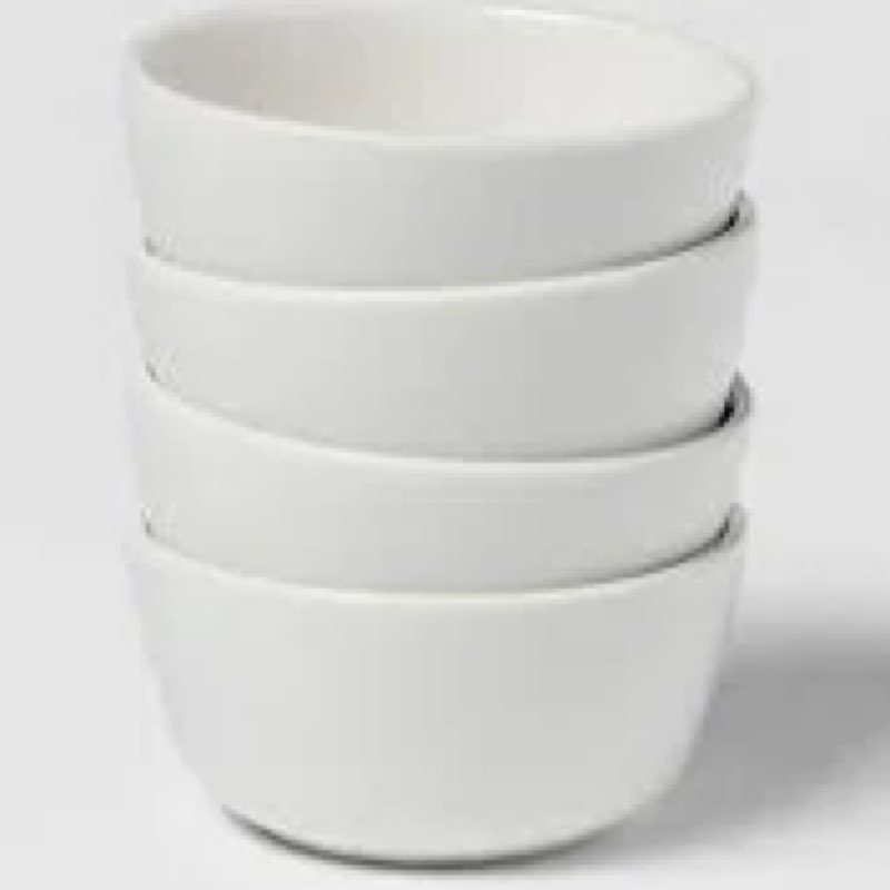 SumitlEyao 6pcs Ceramic Serving Bowls, 6.5-inch White Salad Bowl, for Ice Cream, Salad, Dipping, Pas