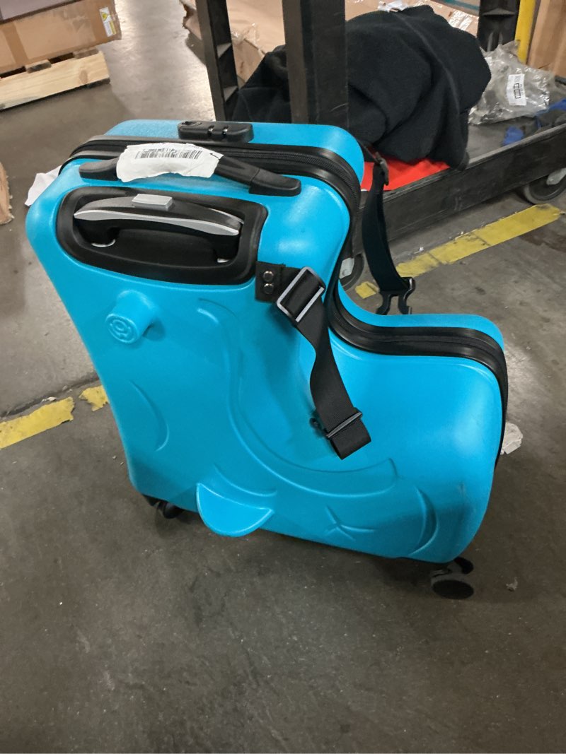 Condition photo showing As Is for AO WEI LA Kids Ride On Suitcase with Wheels - Durable Scooter Luggage for Toddlers & Kids Ages 2-17, Perfect for Travel (Boys & Girls) Ocean Blue 25-Inch Versatile Checked